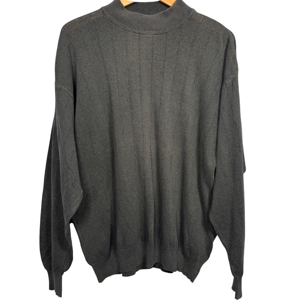 VTG Vito Rufolo Uomo Couture Wool Blend Sweater Men L Dark Gray Italian Preppy‎